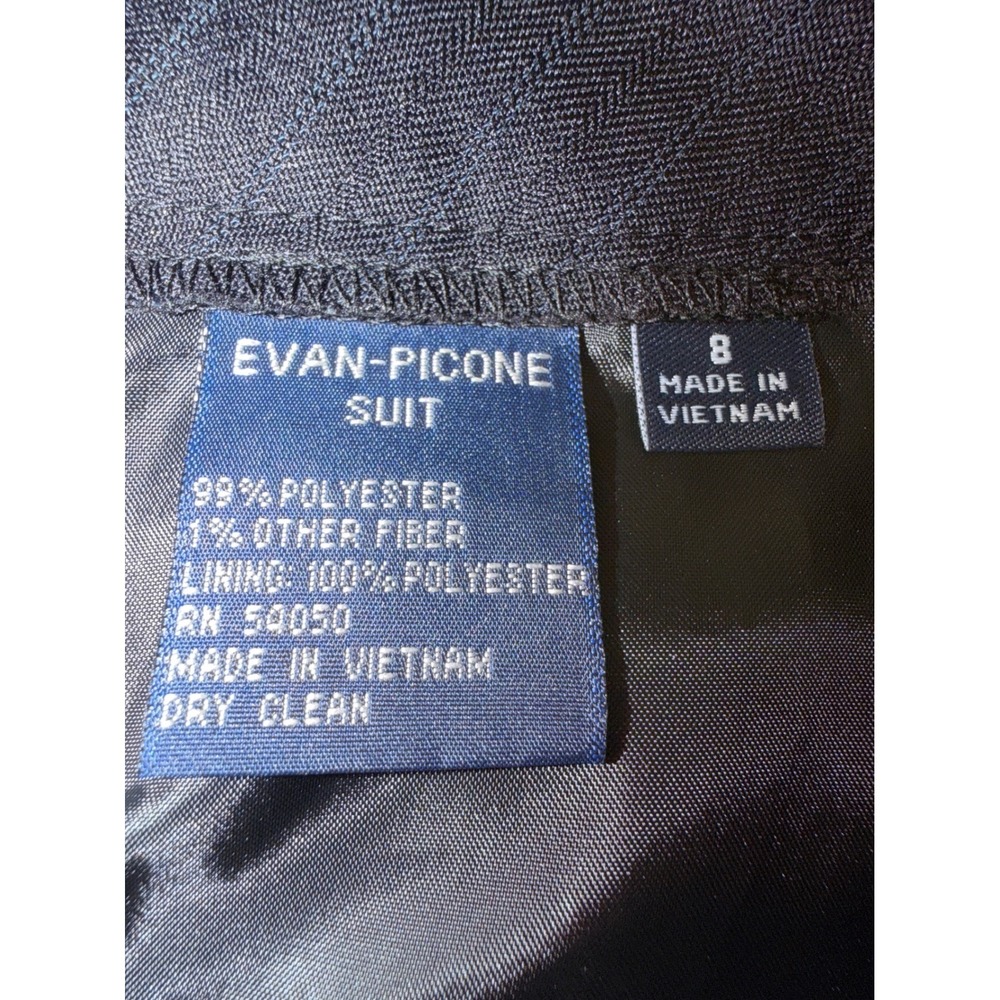 NWT Evan-Picone Womens 2PC Pinstripe Pant Suit Black Cobalt Blue 8 50020151-9JU - Picture 12 of 14